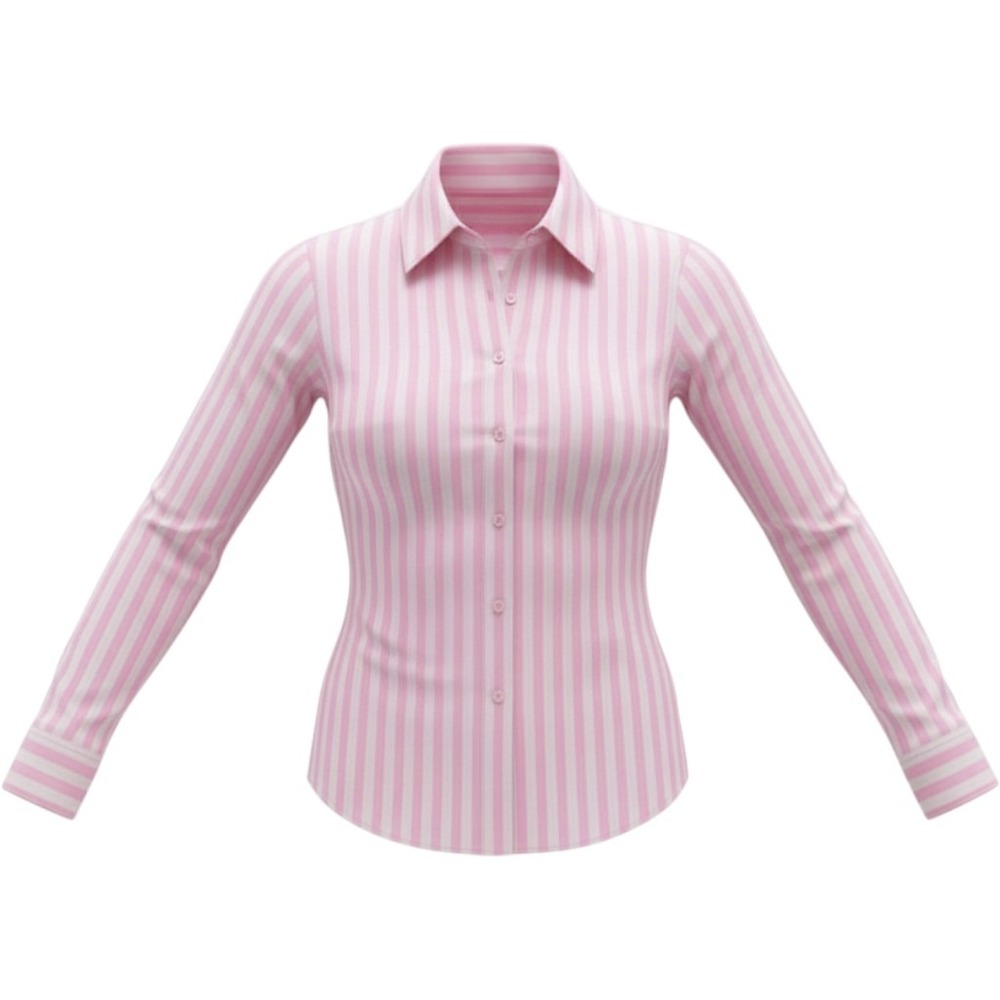 LMND Lemonade Chiara Shirt Size M Pink White Striped 100% Cotton Button Down